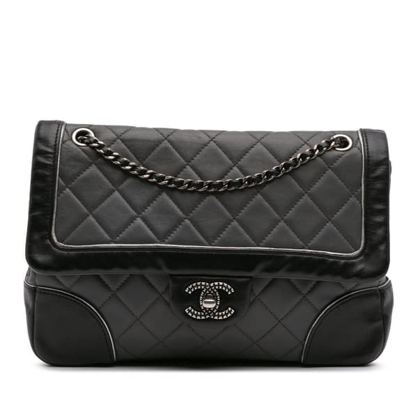 Pre-owned Chanel Paris-Salzburg Medium Lambskin Tyrolean Flap Gray