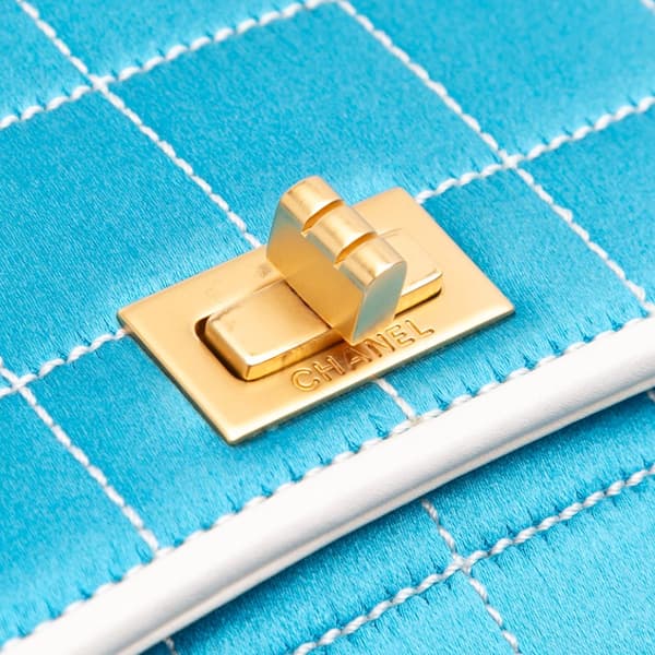 Pre-owned Chanel Reissue Square Quilt Satin Flap Blue