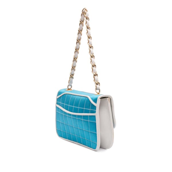 Pre-owned Chanel Reissue Square Quilt Satin Flap Blue