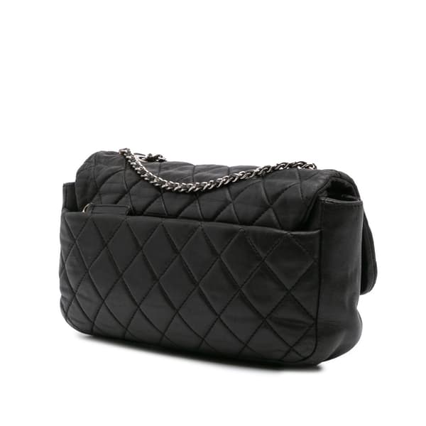 Pre-owned Chanel Medium Quilted Lambskin Coco Rain Flap Black