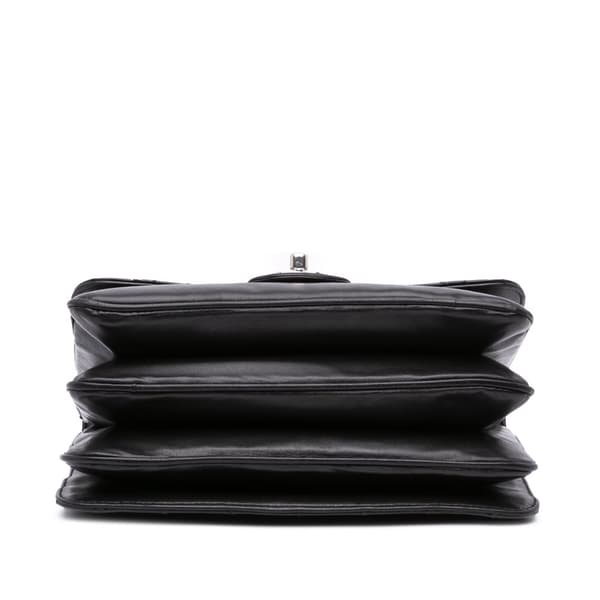 Pre-owned Chanel Medium Quilted Lambskin Clams Pocket Accordion Flap Black