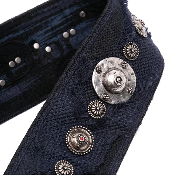 Pre-owned Dior Canvas Embroidered Camouflage Saddle Bag Blue