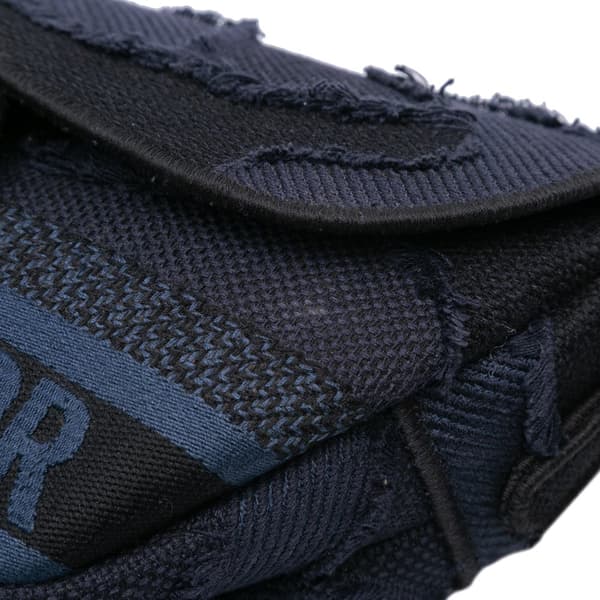 Pre-owned Dior Canvas Embroidered Camouflage Saddle Bag Blue