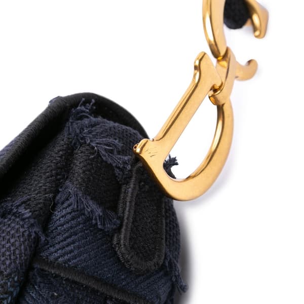 Pre-owned Dior Canvas Embroidered Camouflage Saddle Bag Blue