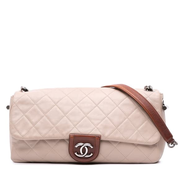 Pre-owned Chanel Large Quilted Lambskin Country Chic Flap Brown