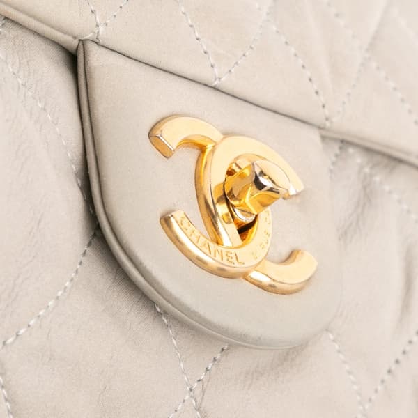 Pre-owned Chanel Large Quilted Iridescent Calfskin Coco Pleats Flap Brown