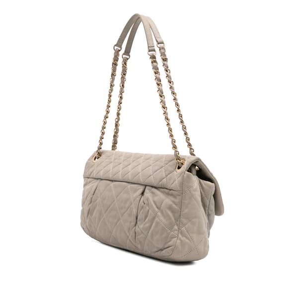 Pre-owned Chanel Large Quilted Iridescent Calfskin Coco Pleats Flap Brown