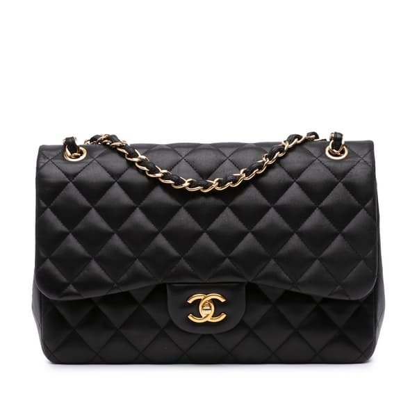 Pre-owned Chanel Jumbo Classic Lambskin Double Flap Black