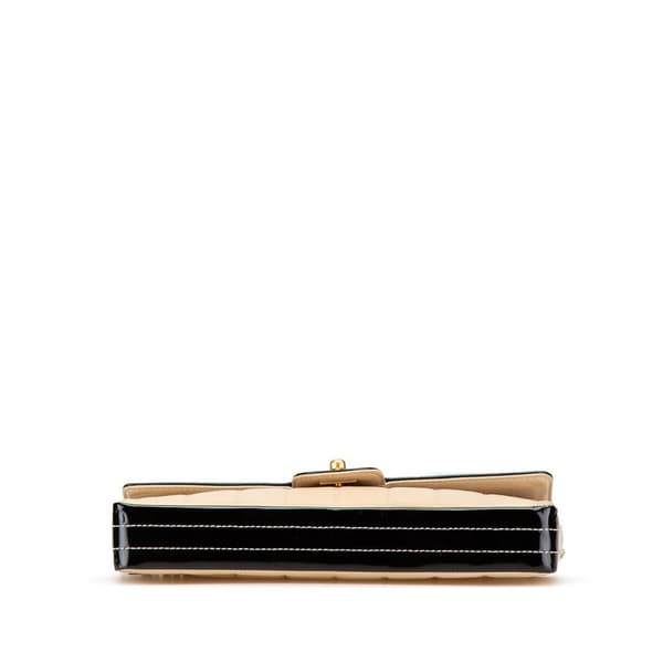 Pre-owned Chanel CC Chocolate Bar Lambskin and Patent East West Flap Brown