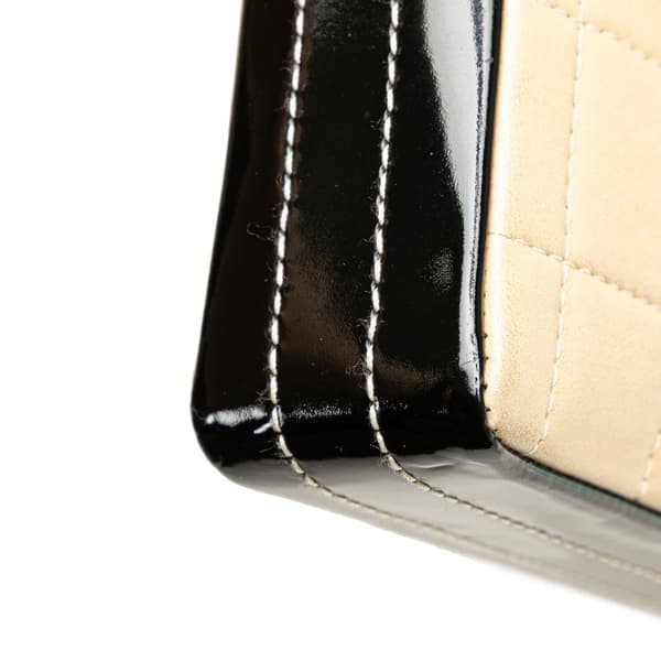 Pre-owned Chanel CC Chocolate Bar Lambskin and Patent East West Flap Brown