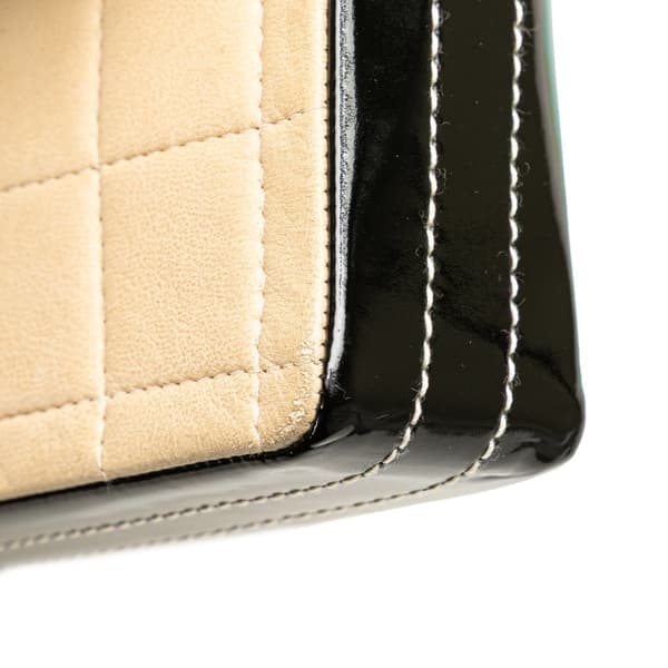 Pre-owned Chanel CC Chocolate Bar Lambskin and Patent East West Flap Brown