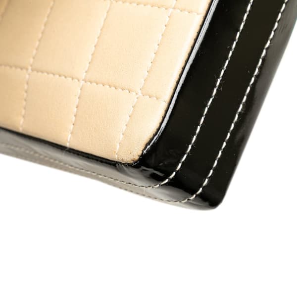 Pre-owned Chanel CC Chocolate Bar Lambskin and Patent East West Flap Brown