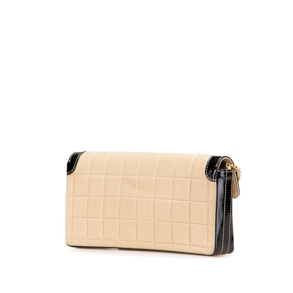 Pre-owned Chanel CC Chocolate Bar Lambskin and Patent East West Flap Brown