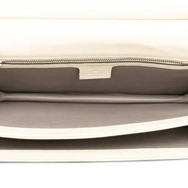 Pre-owned Gucci Leather Lady Bamboo Shoulder Bag White