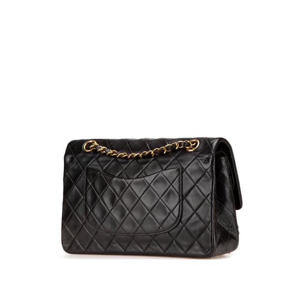 Pre-owned Chanel Medium Classic Lambskin Double Flap Black
