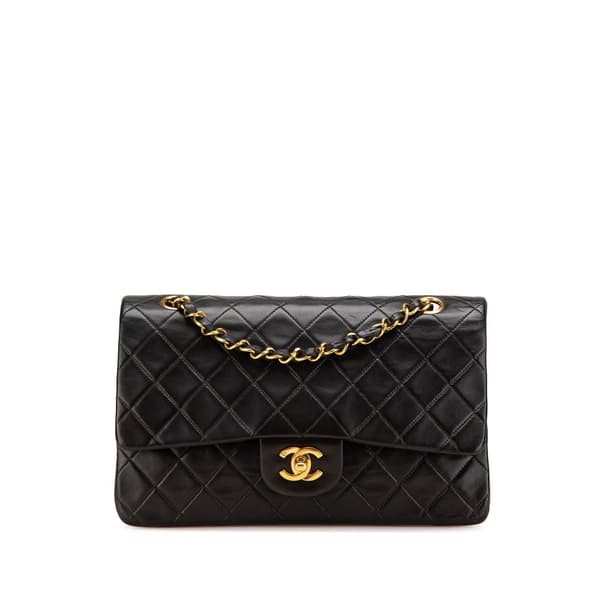 Pre-owned Chanel Medium Classic Lambskin Double Flap Black