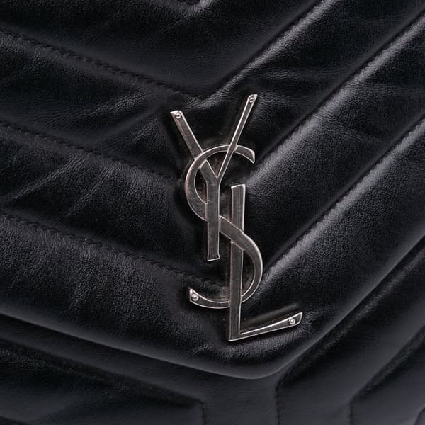 Pre-owned Saint Laurent Medium Matelasse Leather LouLou Shoulder Bag Black