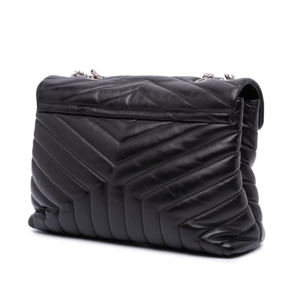Pre-owned Saint Laurent Medium Matelasse Leather LouLou Shoulder Bag Black