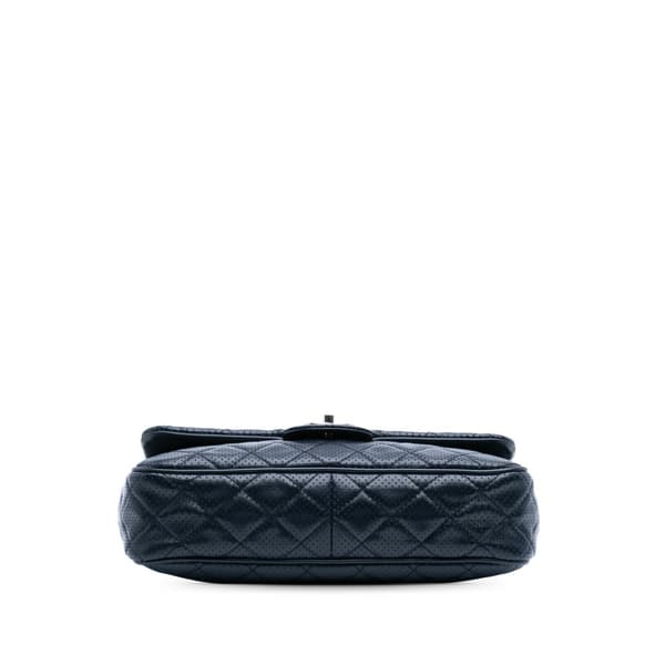 Pre-owned Chanel Jumbo Perforated Lambskin Single Flap Blue