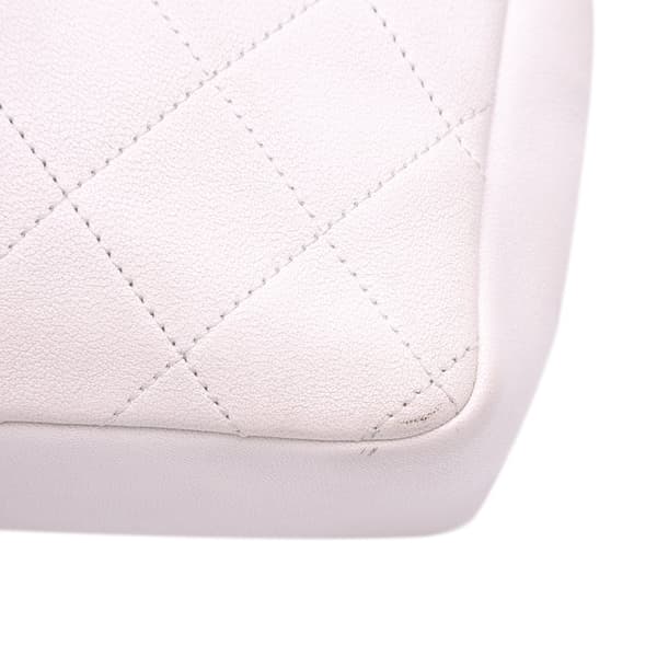 Pre-owned Chanel CC Quilted Calfskin Single Flap White
