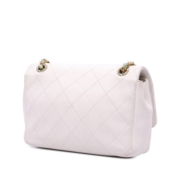 Pre-owned Chanel CC Quilted Calfskin Single Flap White