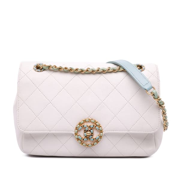 Pre-owned Chanel CC Quilted Calfskin Single Flap White