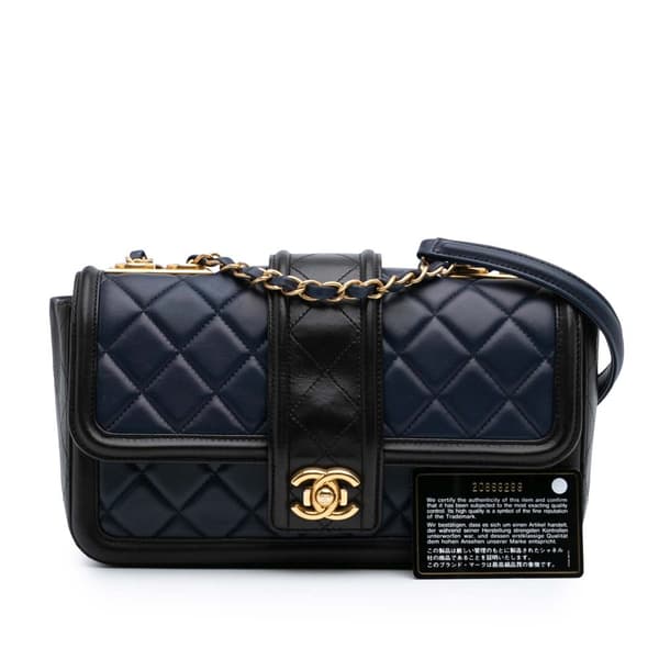 Pre-owned Chanel Medium Bicolor Quilted Lambskin Elegant CC Flap Blue