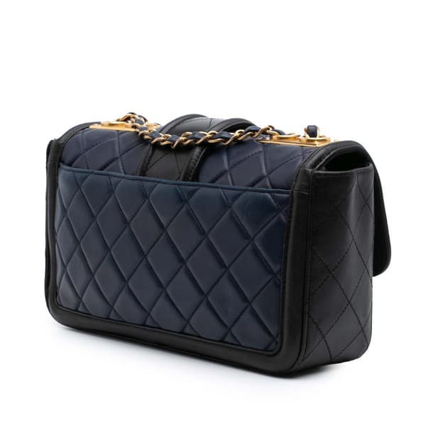 Pre-owned Chanel Medium Bicolor Quilted Lambskin Elegant CC Flap Blue