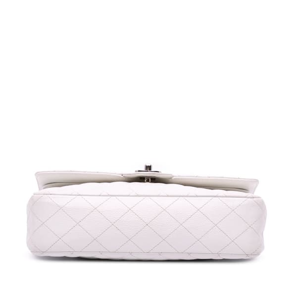Pre-owned Chanel Medium Classic Caviar Double Flap White