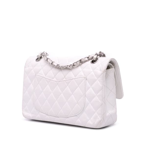 Pre-owned Chanel Medium Classic Caviar Double Flap White