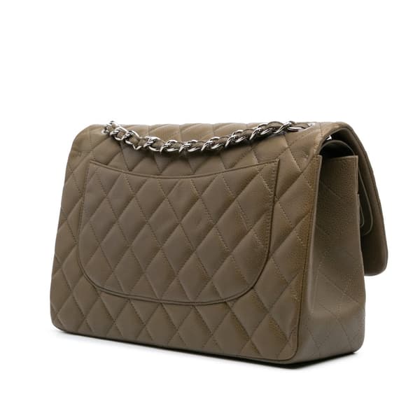 Pre-owned Chanel Jumbo Classic Caviar Double Flap Brown