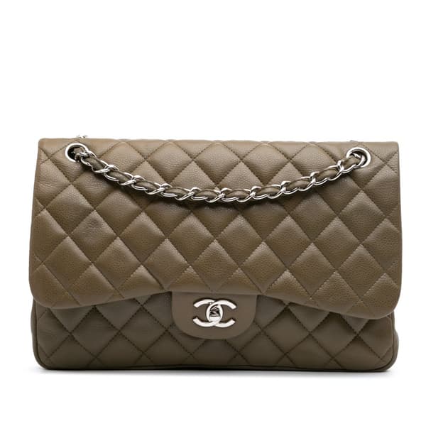 Pre-owned Chanel Jumbo Classic Caviar Double Flap Brown