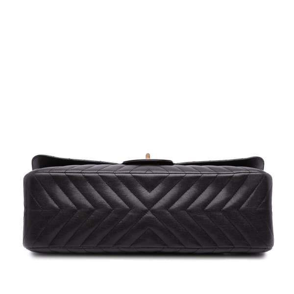 Pre-owned Chanel Reissue 2.55 Chevron Sheepskin Double Flap 227 Black