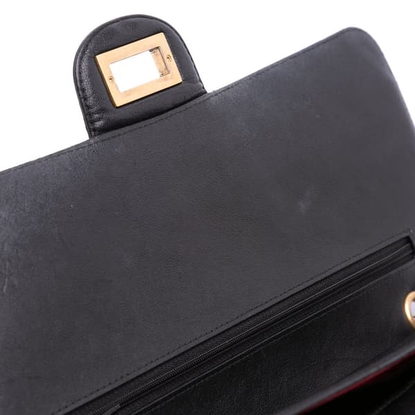Pre-owned Chanel Reissue 2.55 Chevron Sheepskin Double Flap 227 Black