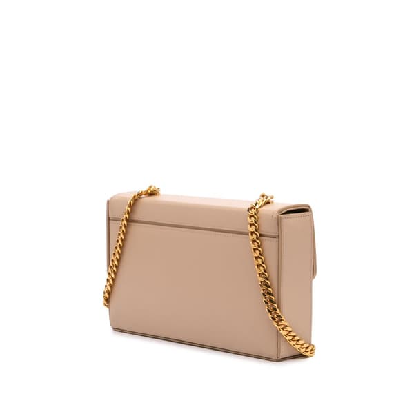 Pre-owned Celine Shiny Calfskin Triomphe Chain Box Shoulder Bag Brown