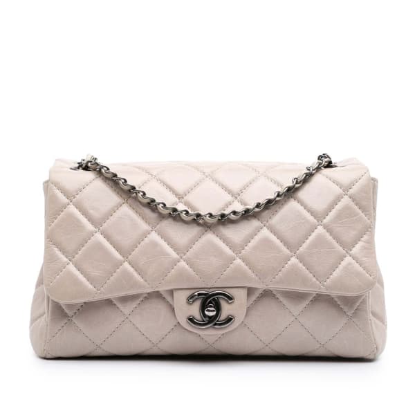 Pre-owned Chanel Large Quilted Glazed Calfskin Coco Soft Flap Brown