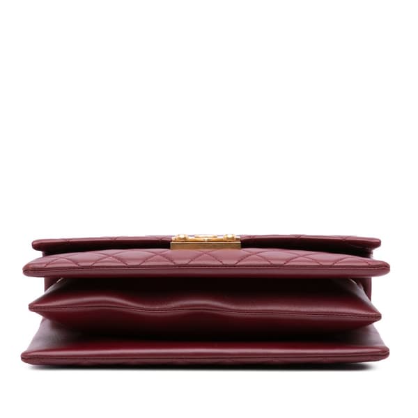 Pre-owned Chanel Quilted Lambskin Pagoda Accordion Flap Red