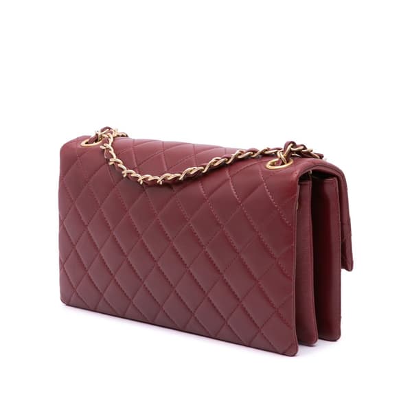 Pre-owned Chanel Quilted Lambskin Pagoda Accordion Flap Red