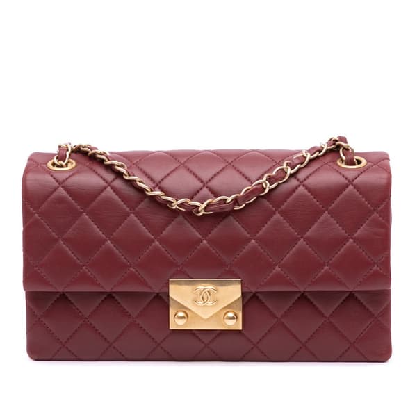 Pre-owned Chanel Quilted Lambskin Pagoda Accordion Flap Red
