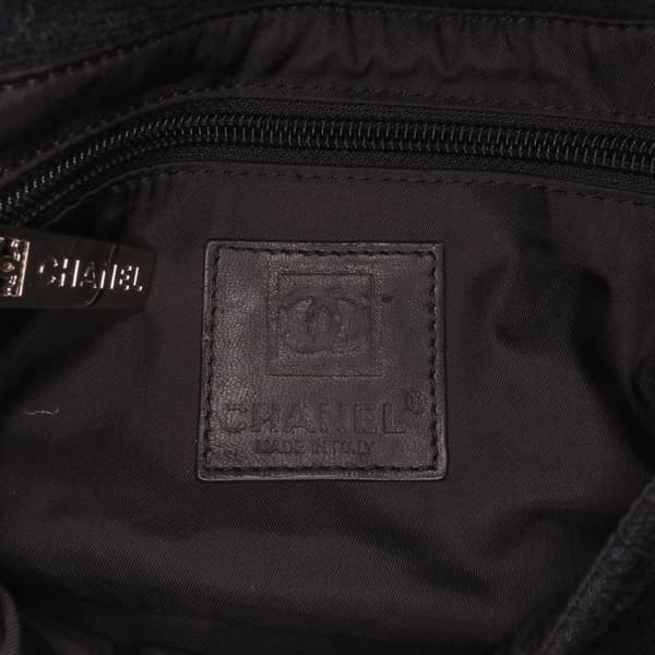 Pre-owned Chanel Terry Cloth CC Sport Line Shoulder Bag Black