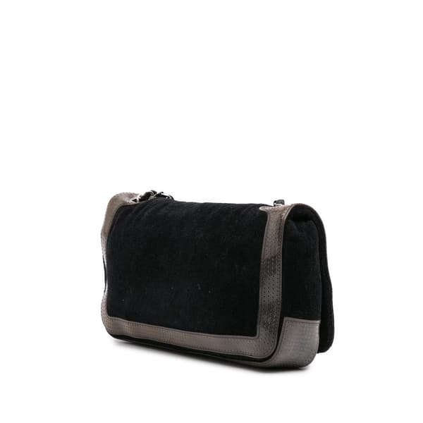 Pre-owned Chanel Terry Cloth CC Sport Line Shoulder Bag Black