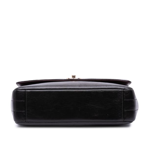 Pre-owned Chanel Chevron Shiny Lambskin Miroir Flap Black