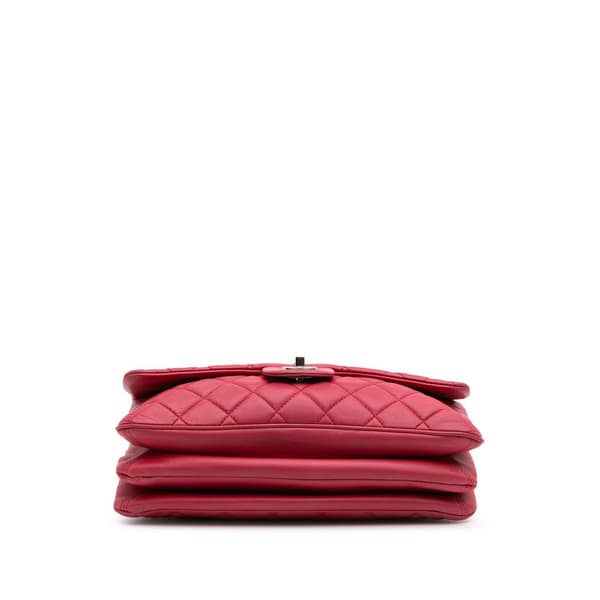 Pre-owned Chanel Jumbo Quilted Lambskin 3 Accordion Flap Pink