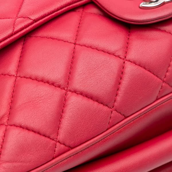 Pre-owned Chanel Jumbo Quilted Lambskin 3 Accordion Flap Pink