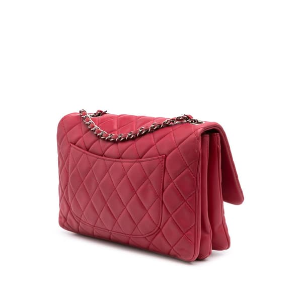 Pre-owned Chanel Jumbo Quilted Lambskin 3 Accordion Flap Pink