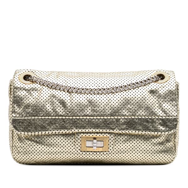 Pre-owned Chanel Medium Reissue Perforated Calfskin Drill Flap Gold