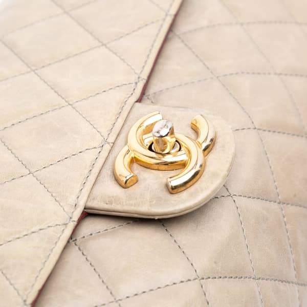 Pre-owned Chanel Jumbo CC Quilted Calfskin Straight Flap Brown