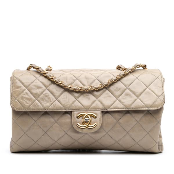 Pre-owned Chanel Jumbo CC Quilted Calfskin Straight Flap Brown