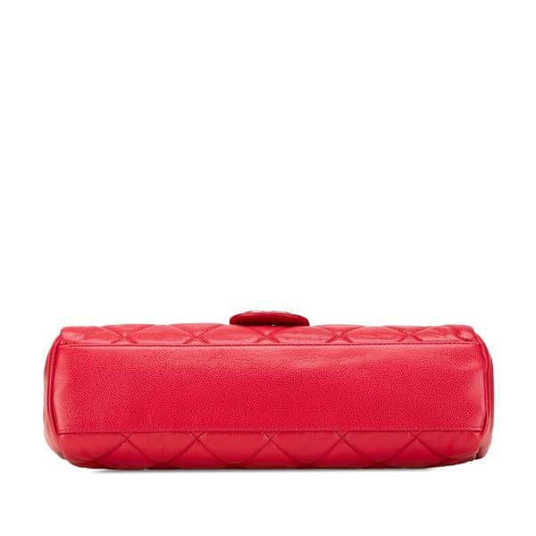 Pre-owned Chanel Medium Glazed Caviar Nature Flap Red