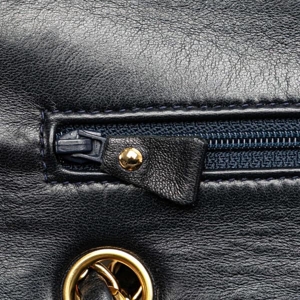 Pre-owned Chanel Medium Classic Lambskin Double Flap Blue